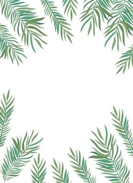 Pattern of branch with leaf of summer in white background Stock Illustration