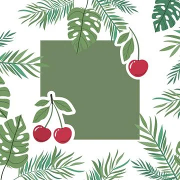 Pattern of branch with leaf of summer in white background Illustrazione stock