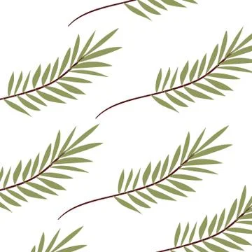 Pattern of branch with leaf in white background Stock Illustration