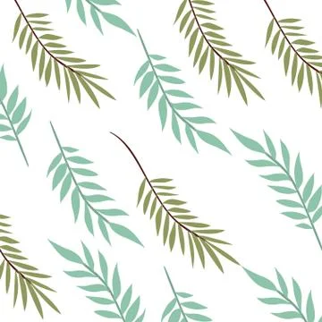 Pattern of branch with leaf in white background Illustrazione stock