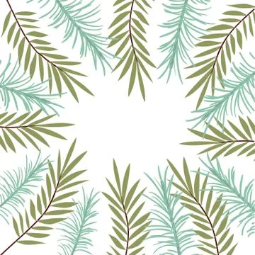 Pattern of branch with leaf in white background Illustrazione stock