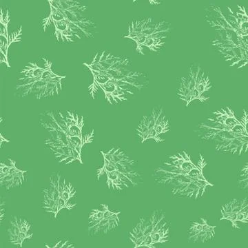 Pattern with branches on green background Stock Illustration
