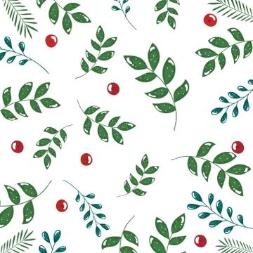 Pattern of branches with leafs and seeds 스톡 일러스트