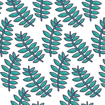 Pattern of branches with leafs naturals Stock Illustration