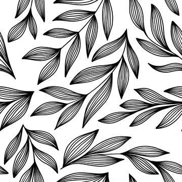 Pattern with branches Seamless pattern with branches on white background. ... 스톡 사진