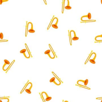 Pattern brass trombone cartoon vector Stockillustratie