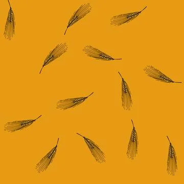 Pattern bread barley sketch hand drawn Stock Illustration
