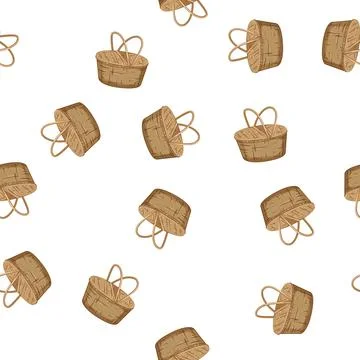 Pattern bread picnic basket cartoon vector Illustrazione stock