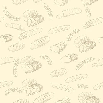 A pattern of bread products in a vintage style Illustrazione stock