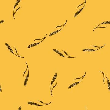 Pattern bread wheat sketch hand drawn Stock Illustration