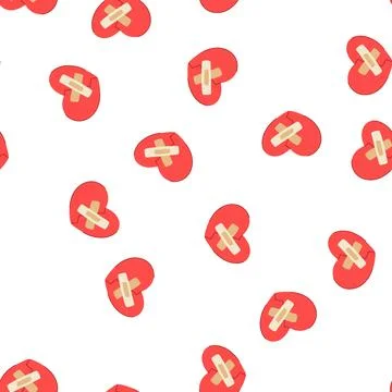 Pattern break heart broken cartoon vector 库存插图