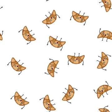 Pattern breakfast bread character cartoon vector Stock Illustration