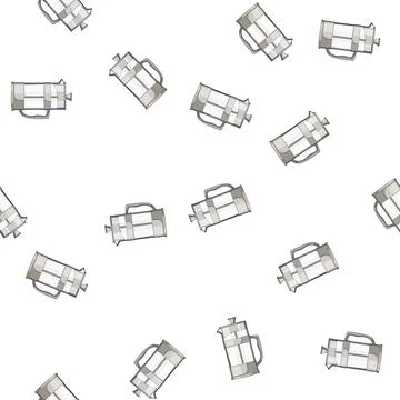 Pattern breakfast french press coffee cartoon vector Stock Illustration