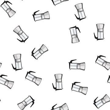Pattern breakfast moka pot coffee cartoon vector Stock Illustration