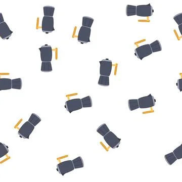 Pattern breakfast moka pot coffee cartoon vector Stock Illustration