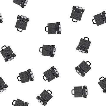 Pattern breakfast waffle iron cartoon vector Stock Illustration