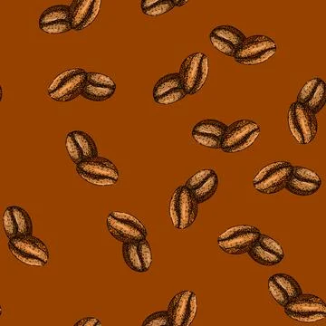 Pattern brew cofeee bean sketch hand drawn Stock Illustration