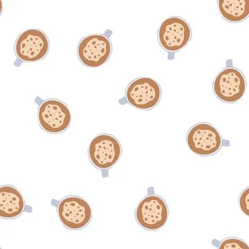 Pattern brew coffee cup top cartoon vector Stock Illustration
