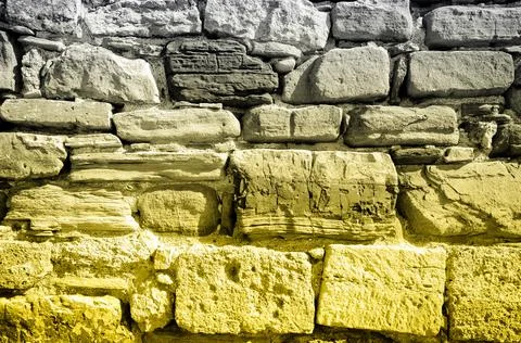 Pattern with brick wall in two trendy colors of 2021 year illuminating ultima Foto stock