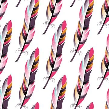 Pattern with bright colored feathers Stock-Illustration