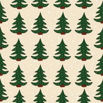 Pattern of bright festive trees for Christmas Stock Illustration
