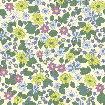 A pattern of bright green abstract flowers on a light background. Repeating.. Stock Illustration