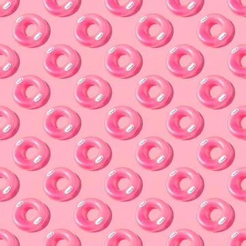 Pattern of bright pink inflatable rubber circles on a pale pink background Stock Photos