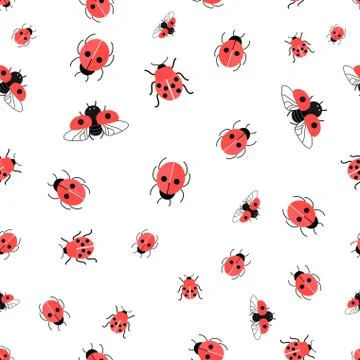 Pattern bright red ladybugs Stock Illustration