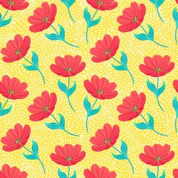 Pattern with bright tulips Stock Illustration