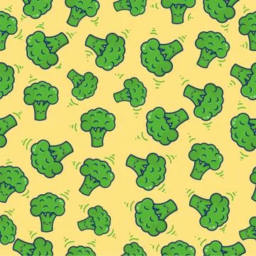 Pattern broccoli Seamless, cute broccoli background, for banner wall wallpape Stock Illustration