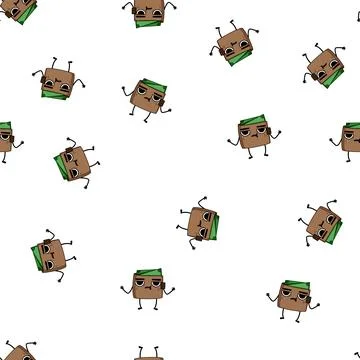 Pattern broke purse character cartoon vector Stock Illustration