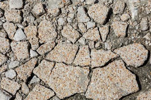 Pattern of broken cement parking lot isolated with copy space Stock Photos