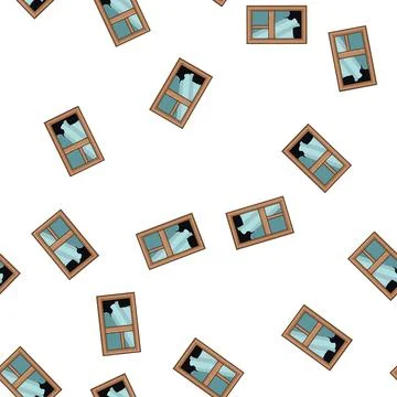 Pattern Broken wooden window glass pane damaged concept イラスト素材