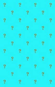 Pattern of bronze question marks on arctic blue background Stock Illustration