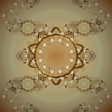 Pattern on brown and beige colors with golden elements. Luxury furniture. Brown イラスト素材