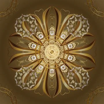 Pattern on brown and beige colors with golden elements. Vector. Oriental style a Stock Illustration