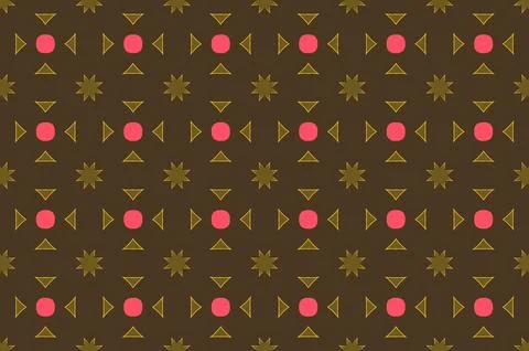 A pattern of brown and pink shapes with a gold background Stock Illustration
