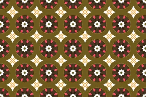 A pattern of brown and white circles with pink and orange accents Stock Illustration