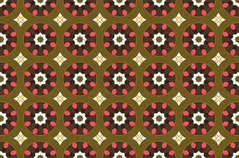 A pattern of brown and white circles with pink and orange accents Illustrazione stock