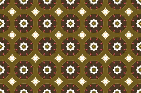 A pattern of brown and white circles with pink dots design Stock Illustration