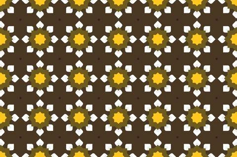 A pattern of brown and white flowers with yellow centers Illustrazione stock