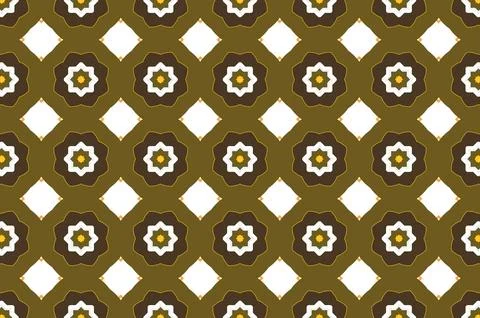 A pattern of brown and white flowers on a brown background Stock Illustration