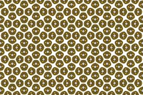 A pattern of brown and white flowers with a white background Stock Illustration