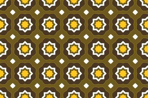 A pattern of brown and white squares with a yellow star in the middle Stock Illustration