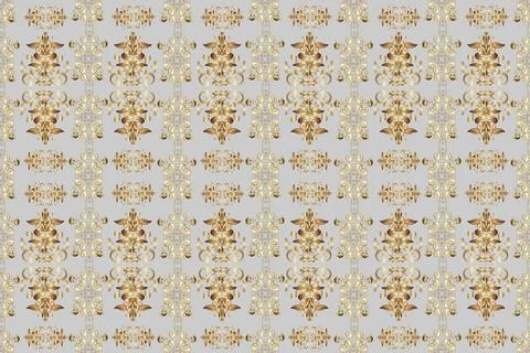 Pattern on brown, beige and gray colors. Ornamental floral elements with henna t Stock Illustration