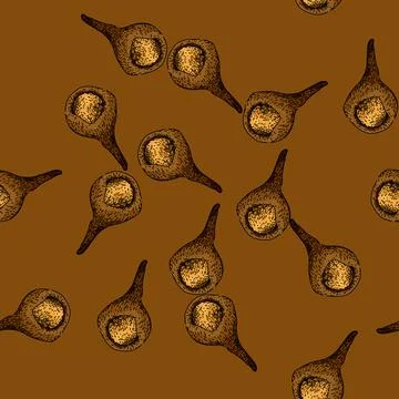Pattern brown cinnamon sketch hand drawn Stock Illustration