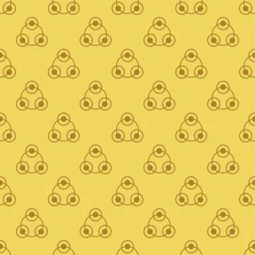 Pattern from brown circles on yellow seamless background. Stock Illustration