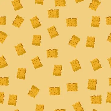 Pattern in brown colors with slices of bread, croutons, vector illustration, Illustrazione stock