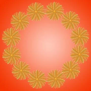 Pattern from brown flowers on red gradient 스톡 일러스트
