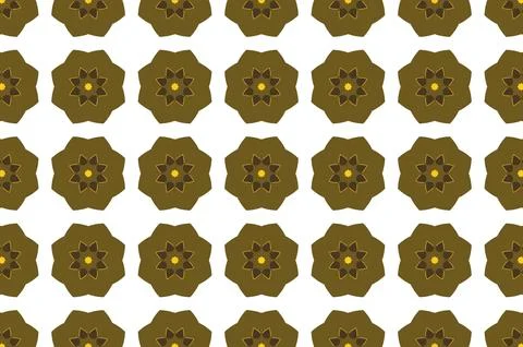 A pattern of brown flowers with yellow centers design Stock Illustration